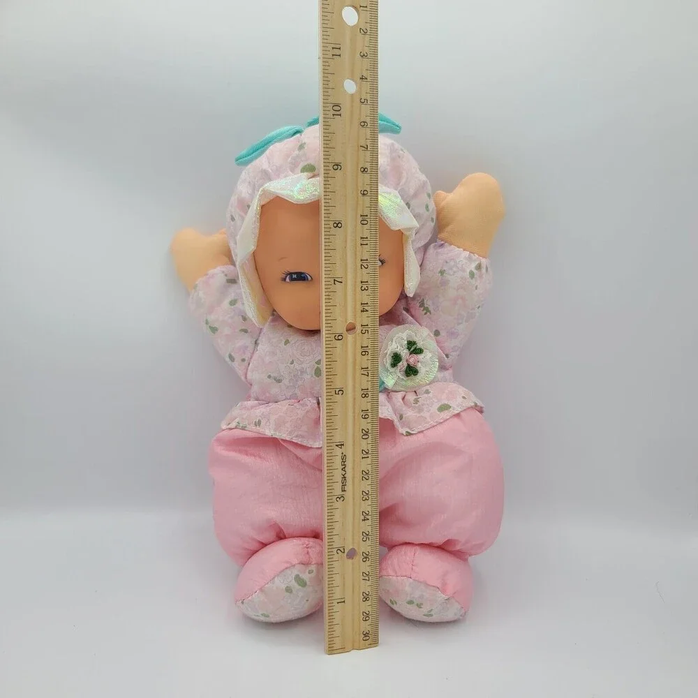 Goldberger Baby Doll Plush Floral Nylon Stuffed Doll Vinyl Face Vintage